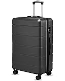 YOETEY 28 Inch Checked Luggage with Spinner Wheels, 106L Large Expandable Hardside Suitcase with TSA Lock, Durable ABS Hard Shell for Family Vacation and International Travel (28 in, Black)
