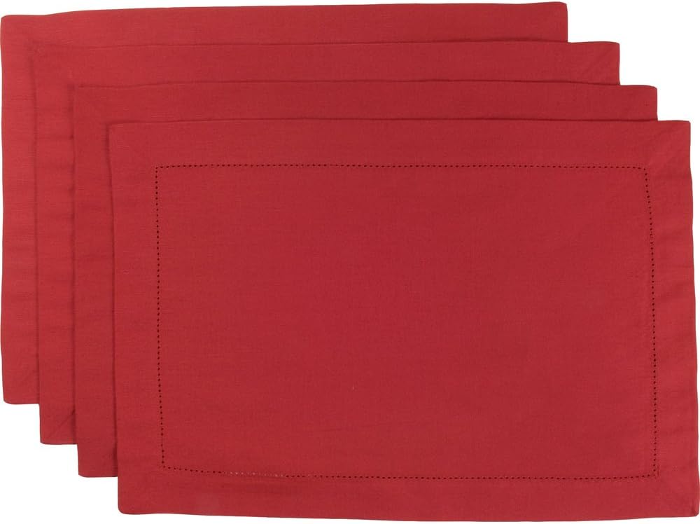 Now Designs Set of 4 Linen Blend Placemats, Red Chili Home & Kitchen