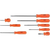 Performance Tool W904 8-Piece Screwdriver Set | Magnetic screwdriver set with high visibility orange handles. Heat treated alloy steel shafts. Slotted and Phillips