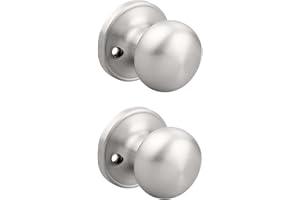 GOBEKOR 2 Pack Single Dummy Door Knob for Closet Satin Nickel Round Dummy Knobs Interior for French Doors Single Side Door Kn
