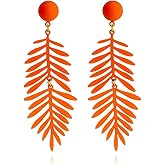 Leaf Earrings for Women Palm Leaf Dangle Earrings Green Long Hanging Boho Earrings Tropical Green Plant Statement Drop Earring Nature Lover Fashion Jewelry