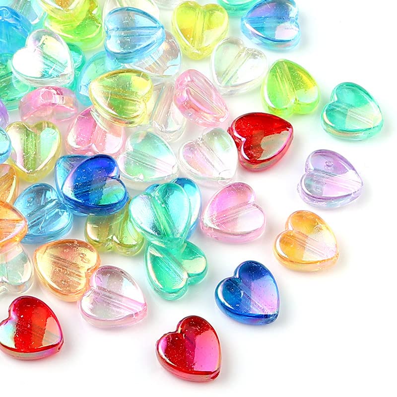 HERZWILD 800Pcs Heart AB Color Beads Heart Shape Plastic Beads for Jewelry Making (Heart-Color) โ image 1