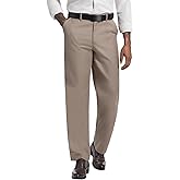 Men’s Dress Pants Classic Fit Wrinkle-Free Expandable Waist Slacks for Work, Business Casual Flat-Front Trousers
