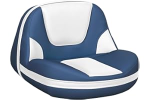 ERGOSEAT Lean Pro Casting Fishing Boat Seat High Back Bass Boat Seat, White/Blue