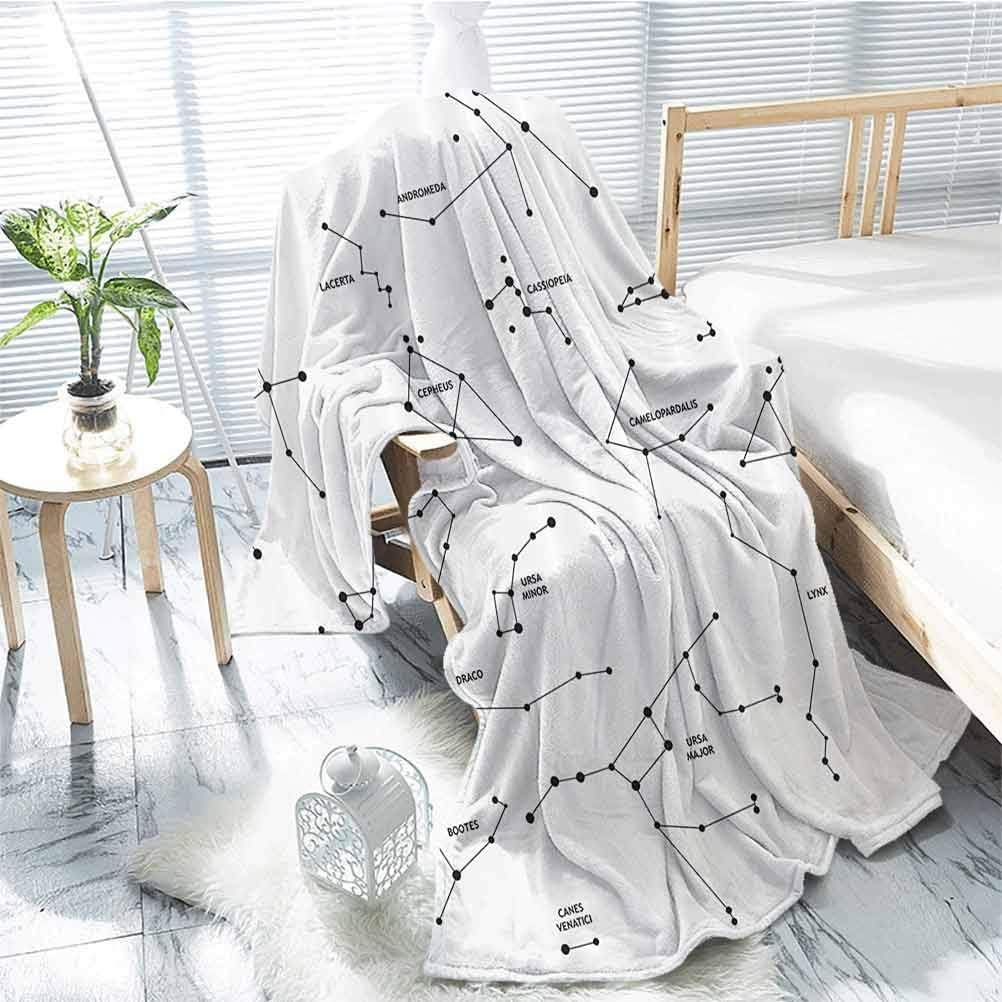 jecycleus Constellation Comfortable Large Blanket Astronomic Theme Group Stars Names Classical Scientific Composition Microfiber Blanket Bed Sofa or Travel W55 x L55 Inch Charcoal Grey White