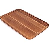 16"x 8" Large Wooden Serving Trays Decor Long Charcuterie Cheese Boards Acacia Wood Kitchen Dinner Platters Rectangular Snack Appetizer Plates for Food Dish Rectangle Party Cookie Dessert Tray