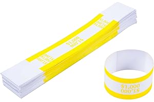 L LIKED Pack of 100 Currency Band Bundles Self Sealing Currency Straps Bands Money Bill Wrappers (Yellow $1000-100 PCS)