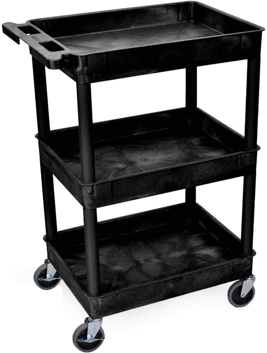 Luxor H.Wilson STC111-B 3-Shelf Tub Cart, 300 lbs Capacity, USA Made