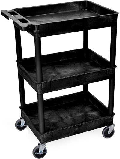 Luxor H.Wilson STC111-B 3-Shelf Tub Cart, 300 lbs Capacity, USA Made
