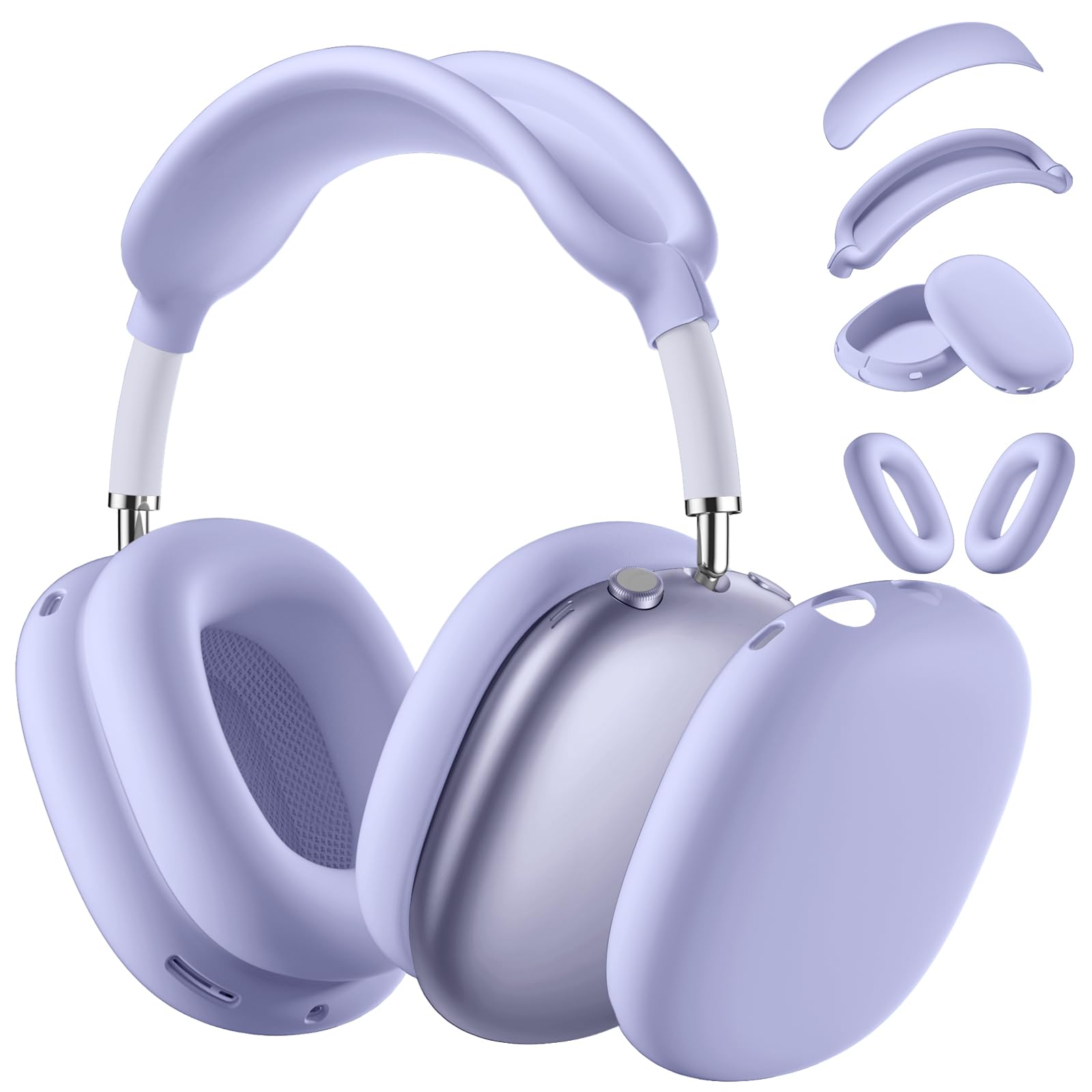Photo 1 of Lerobo Ear Covers for AirPods Max, Soft Silicone Earcup Case/Anti-Scratch Earpad Cover/Headband Cover, Soft Silicone Accessories Protective Cover for Apple AirPod Max, Lightpurple