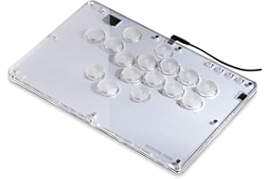 ONEED Haute42 Leverless Controller Arcade Stick T16-C: Leverless Arcade Stick with Turbo,Leverless Controller for PC/PS3/PS4/Switch Game,Crystal Low-Profile Switch Fightpad Support Hot Swap