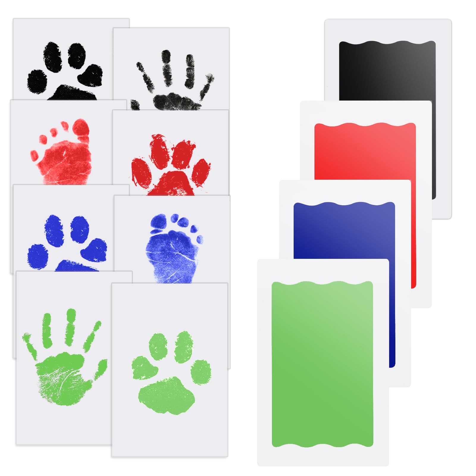 Nabance Inkless Hand & Footprint Kit, 4 Baby Inkless Print Pads, 8 Imprint Cards, Dog Paw Print Kit, Baby Imprint Kits Safe Non-Toxic, Pet Paw Stamp Pads, Pawprint Keepsake Kit - Colorful