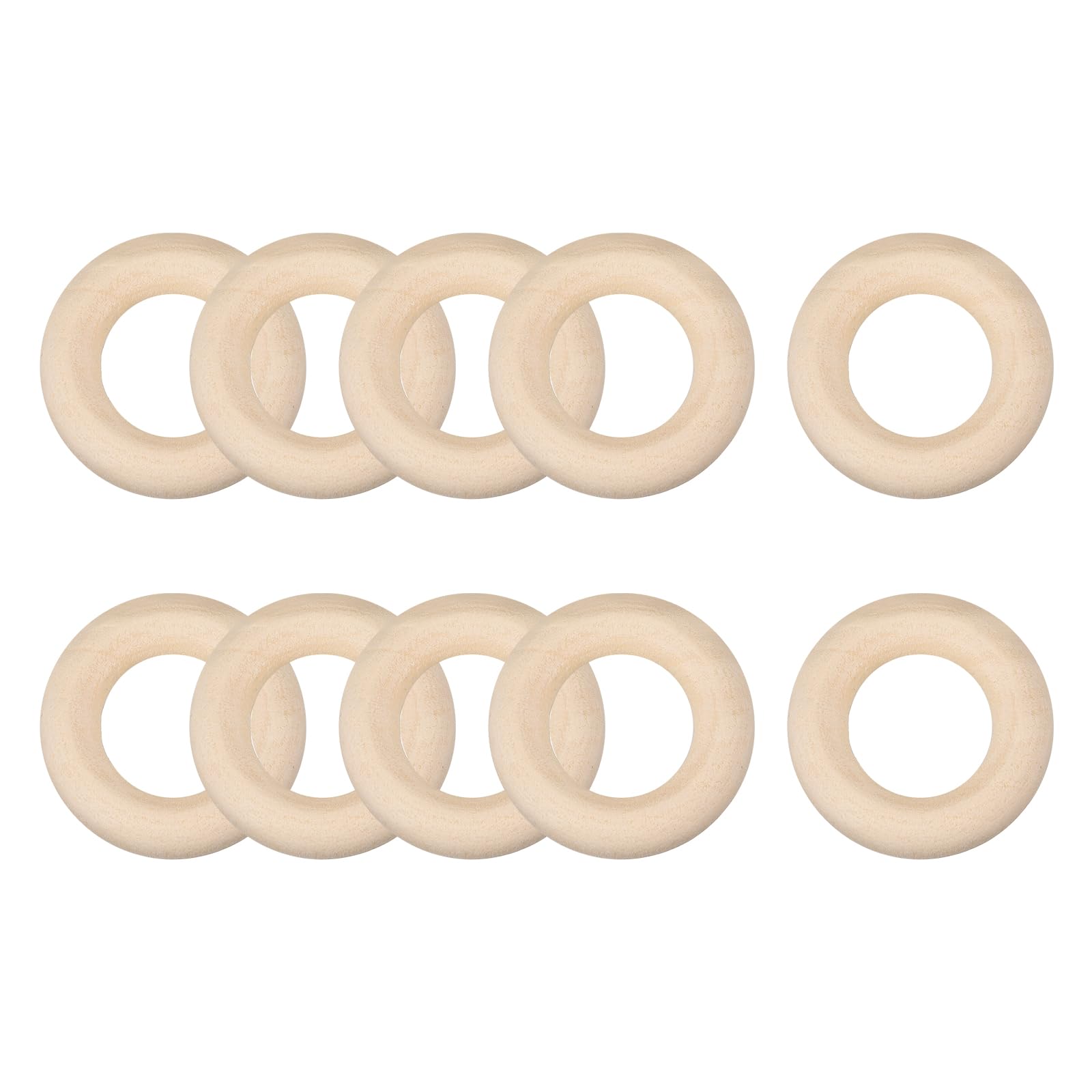 METALLIXITY Unfinished Wood Rings (25x6mm/0.98"x0.24") 60Pcs, Natural Solid Wooden Circle Hoops - for Home Decor DIY Craft Macrame