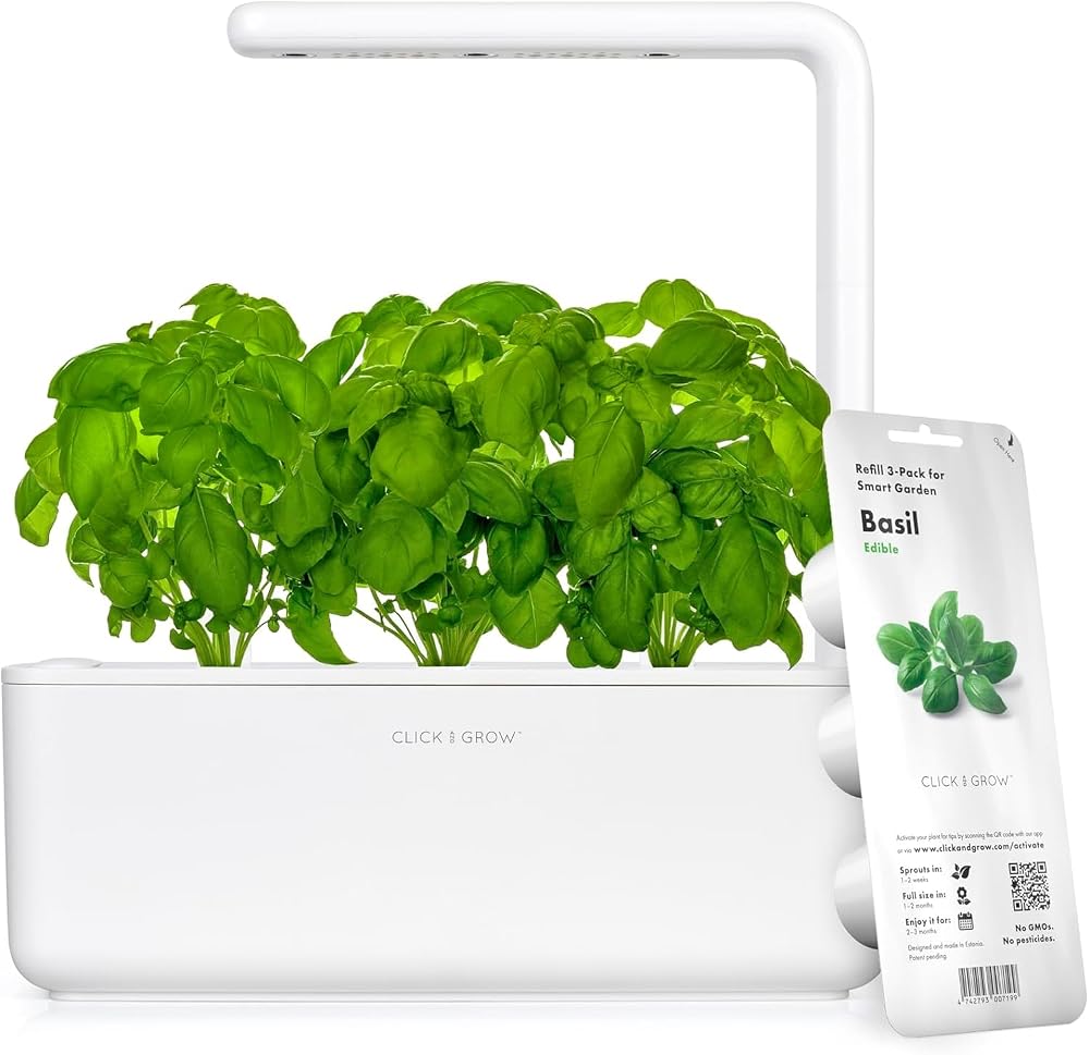 Click and Grow Smart Garden Indoor Herb Kit with 3 Basil Pods White