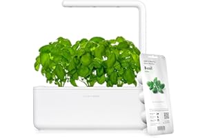 CLICK AND GROW Click & Grow Indoor Herb Garden Kit with Grow Light | Smart Garden for Home Kitchen Windowsill | Easier Than Hydroponics Growing System | Vegetable Gardening Starter (3 Basil Pods Included), White