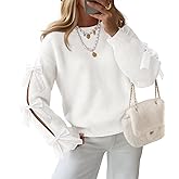 ZESICA Women's Oversized Bow Sweaters Fall 2026 Cute Crewneck Long Sleeve Knit Pullover Sweater Jumper Tops