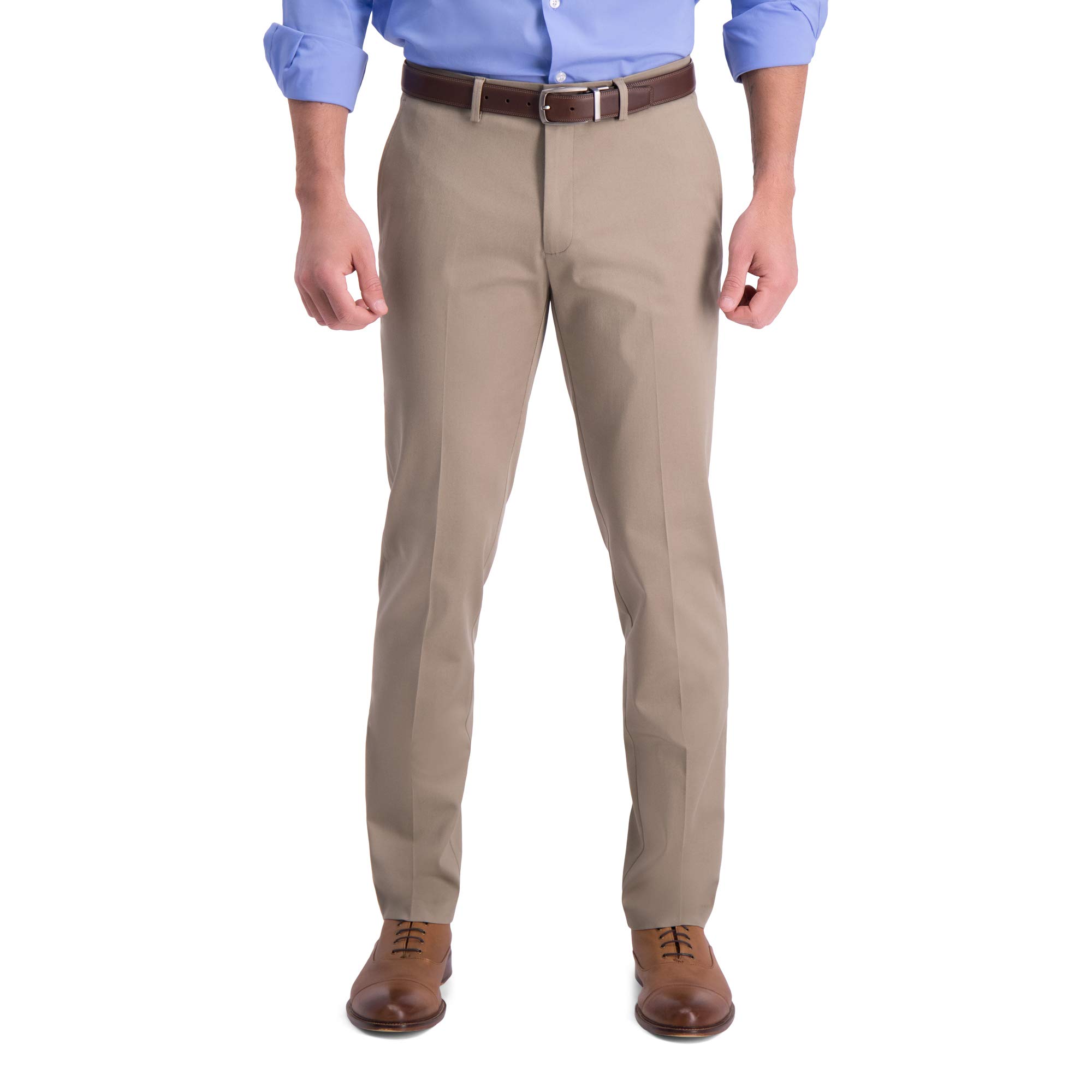 Haggar mens Iron Free Premium Khaki Slim-straight Fit Flat Front Flex ...