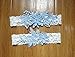 Abading Dasiy wedding garters for bride bridal lace garter set hand sewn pearls (sky blue)