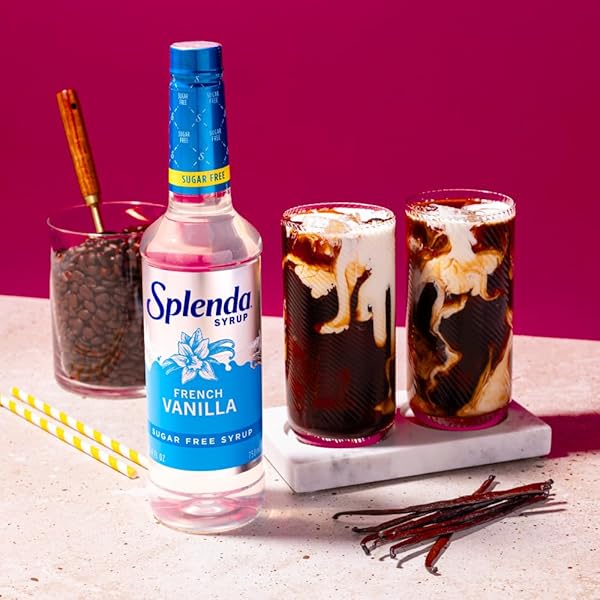 SPLENDA COFFEE SYRUP, FRENCH VANILLA, SUGAR FREE, FLAVORED LIQUID SYRUPS FOR DRINKS, 750 ML BOTTLE