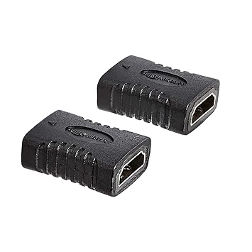 AmazonBasics HDMI Female to Female Coupler Adapter (2 Pack), 29 x 22mm, Black