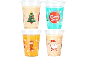 Aatriet 12 oz Merry Christmas Party Cups (30 count) – Merry Christmas Disposable Clear Plastic Cups for Christmas Party Decoration, Party Supply Drinkware for Beer/Beverage/Ice Cream/Snacks