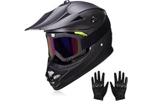 JQF Gear Youth Kids Dirt Bike Helmets Motocross Offroad ATV BMX MX Dirtbike Motorcycle Helmet J-01 with Goggles and Gloves DOT Approved