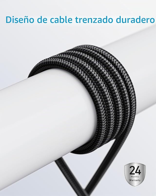 Cable USB C Carga Rápida 240W de Nylón Trenzado Doble