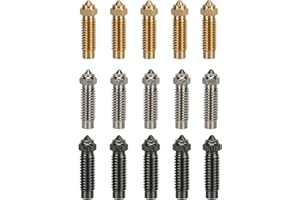 3DTOOLS 15PCS 3D Printer Nozzle for Elegoo Neptune 4 Plus Nozzle Elegoo Neptune 4 Max Nozzles Brass Copper Plated Hardened Steel Nozzle 0.2 0.4 0.6 0.8 1.0mm