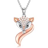 LONAGO Fox Necklace Foxes Heart Pendant Necklace Gift for Women