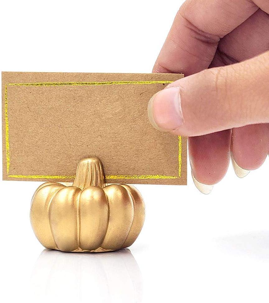 Kate Aspen Pumpkin Place Card Holder, Set of 6, Gold: Kitchen & Dining
