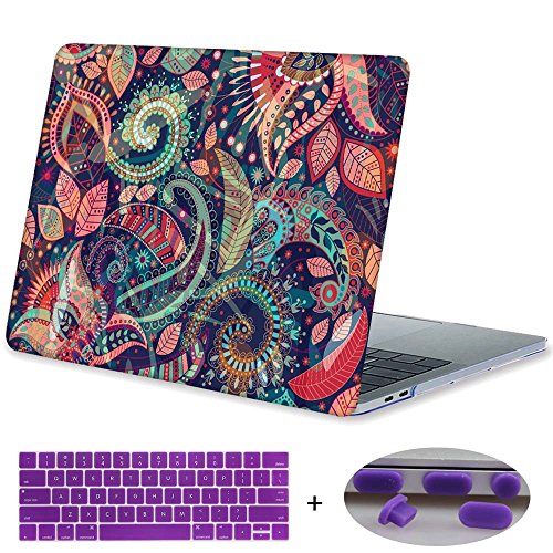 MacBook Pro 13 A1708 Case 2017 & 2016 Release,Mektron Plastic Print Hard Case with Dust Plug & Keyboard Cover For Macbook Pro 13 Inch without Touch Bar,Paisley