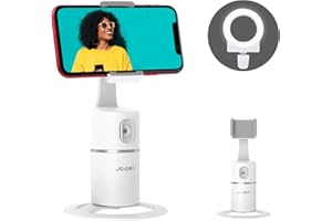 Auto Face Tracking Tripod, 360° Rotation Phone Camera Mount with Selfie Ring Light, No App, Battery Operated Smart Shooting H