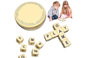 The Crossword Solitaire Game,Crossword Solitaire Dice Game,Q Less Crossword Solitaire Dice Game with Twelve Dice Letters Set 