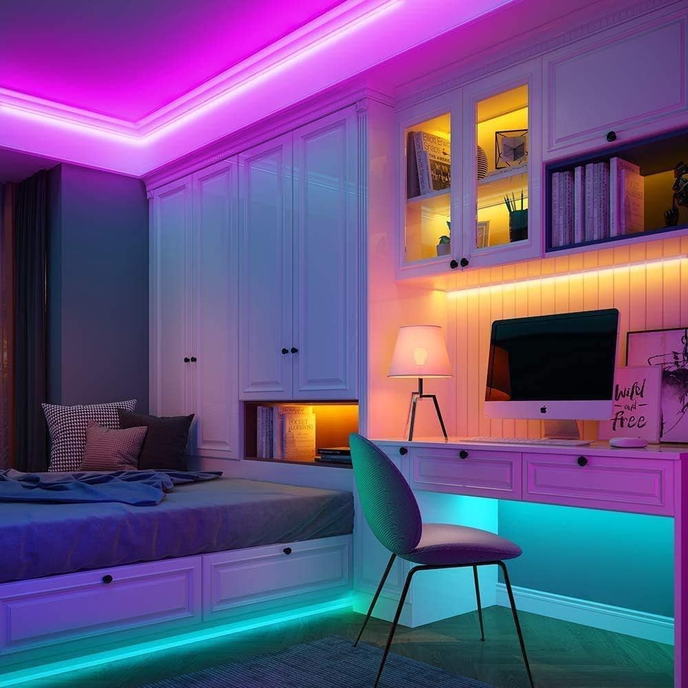 LED Strip Lights, Govee 32.8ft RGB Colored Rope Light Strip Kit with Remote and Control Box for Room, Ceiling, Bedroom, Cupboard Lighting with Bright 5050 LED, Strong 3M Adhesive Cutting Design (2X5m): Home Improvement