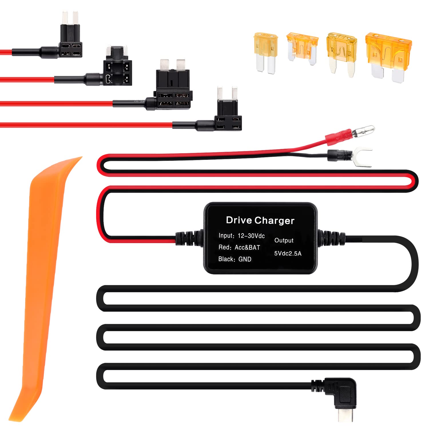 11Ft USB C Dash Cam Hardwire Kit - 12V-30V to 5V