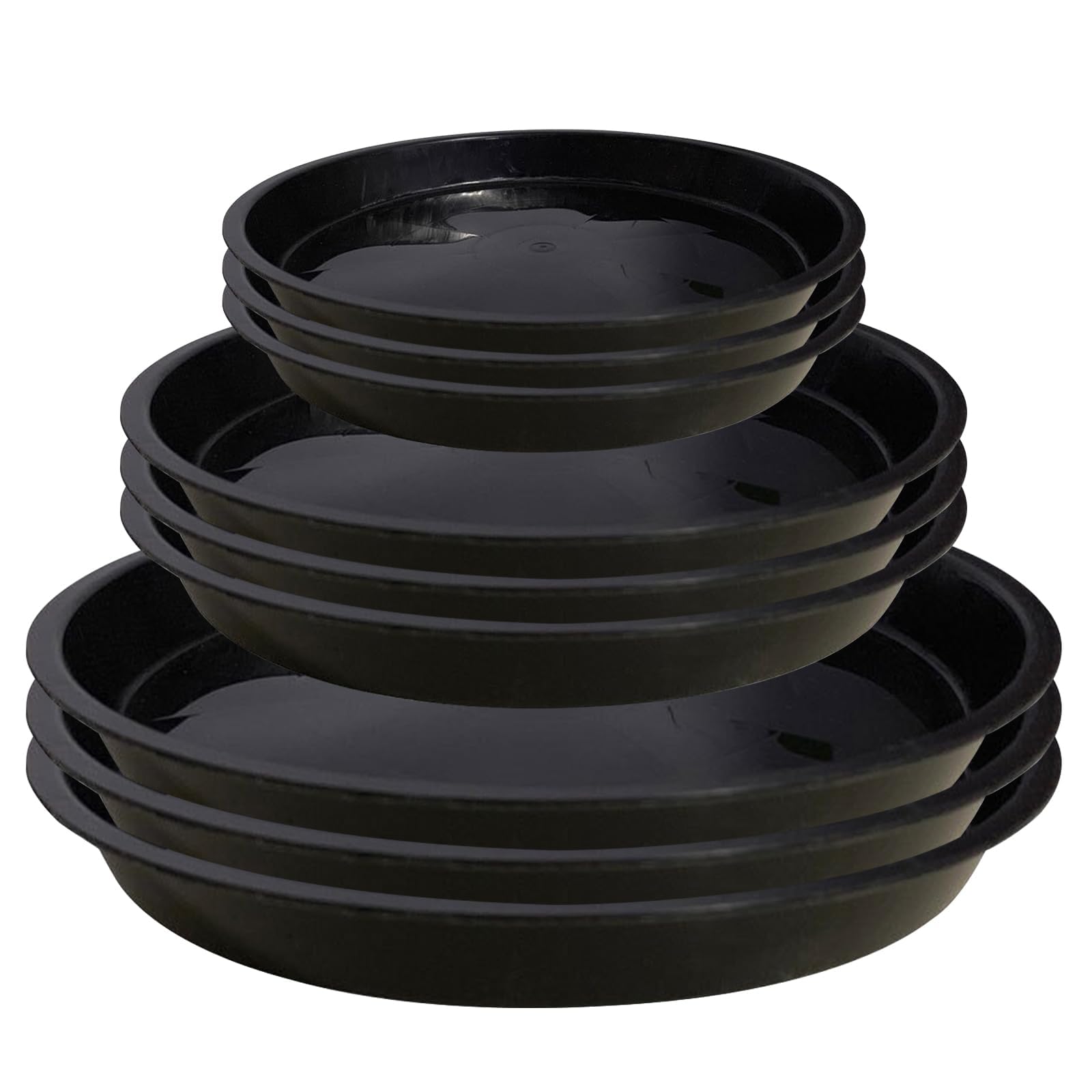 Eteamcan Plant Pot Saucers Tray, 9 Pcs Plant Saucers Trays for Pots Round Flower Pot Drip Tray Saucer Circular for Indoor Outdoor Potted Plants 21cm/18cm/14cm