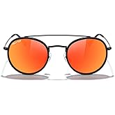 MERRY'S Retro Round Polarized Sunglasses - Unisex Double Bridge Sun Glasses