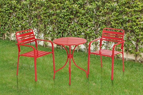 Sunjoy 3 piece Carla Metal Bistro Set-Red, Red
