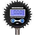 MEASUREMAN 2-1/2" Dial Size Digital Air Pressure Gauge with 1/4'' NPT Bottom Connector and Protective Boot, 0-15psi, Accuracy 1%, Battery Powered