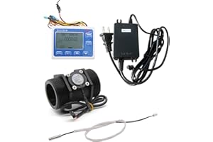 GREDIA Digital LCD Display Quantitative Controller Water Control + G1-1/2" Hall Effect Flow Sensor Flowmeter +24V Power