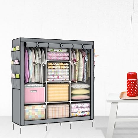 Amazon 組み立てクローゼット ハンガーポール カバー付き ハンガーラック 収納ケース コート 洋服掛け 洋服収納 収納オーガナ 家具 防塵 防汚 シンプルスタイル 衣類収納 おしゃれ 幅175cm 浅いブラウン ハンガーラック オンライン通販