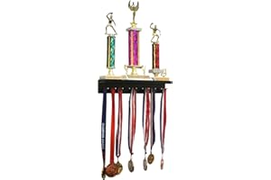 DISPLAYGIFTS Medal Hanger & Trophy Shelf - The Perfect Medal Display Hanger & Medal Holders for Runners - Use As Ribbon Storage & Ribbon Organizer