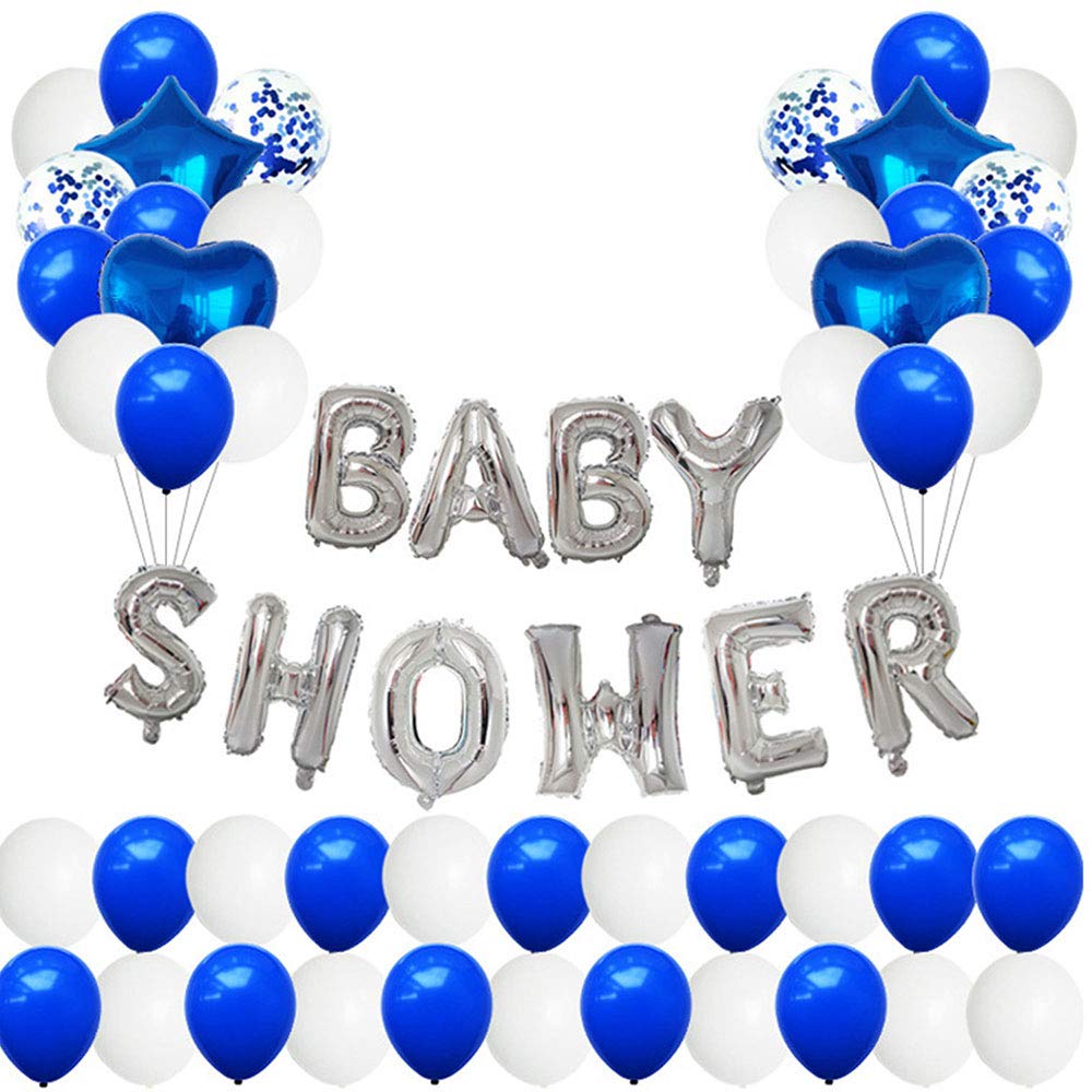 DecoLoral Decor Me Baby Shower ations Set |Party Supplies Kit| Confetti, Ribbons, Glue dot, decoration set boys and girls. (Blue-White)