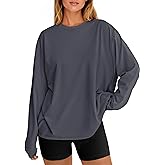 LLTTDiar Womens Oversized Long Sleeve Shirts Trendy Crew Neck Baggy Active Basic Tee Spring Workout Tops Y2k Clothing