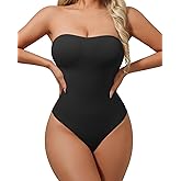 USEASY Strapless Body Shaper Tummy Control for Women Thong Seamless Body Suit Shapewear Strapless Bodysuit Shapewear