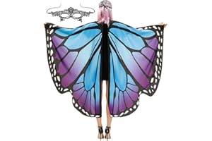 TONAK Butterfly Cape Costume Adult, Halloween Butterfly Wings Costume Women Colorful Festival Butterfl Wings Shawl Cape