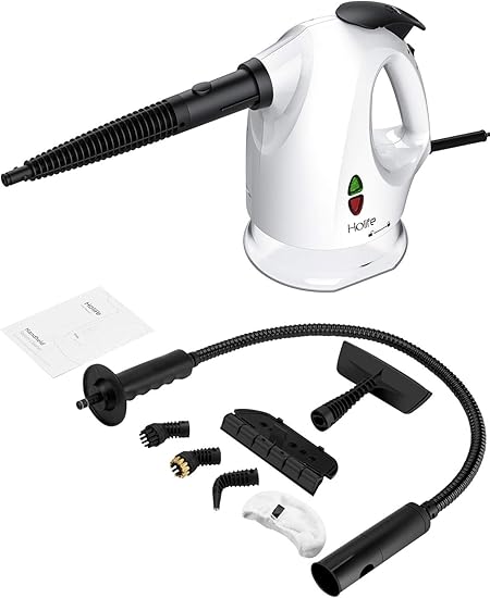 Amazon Holife スチームクリーナー スチーム洗浄機 スチーム掃除機 高圧 高温洗浄 ハンディ 30秒即熱式 450ml大容量 取り外せる水タンク 4mコード長 コンパクト 洗剤不要 除菌 消臭 セーフティーロック付き 強力洗浄 スチームジェットクリーナー 高温洗浄機 お買得 お