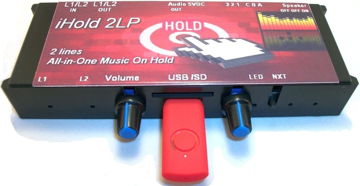 iHold A2LP 2-Line Music On Hold Player System for All Corded or Cordless 2 line or 4 line Telephones,All-in-One Music On Hold Adapter Plus mp3 On-Hold Music Player