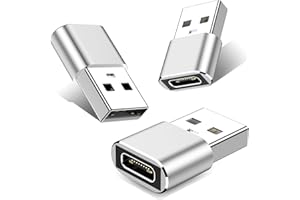 LLYZZ USB to USB C Adapter-3Pack,Type C Female to USB Male Charger Cable Converter for iPhone 15 Pro Max Plus/14,for Apple Watch 9/Ultra,for iPad Pro/Air/Mini,for Airpods,Samsung,Car (Silver)