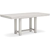 Signature Design by Ashley Robbinsdale Farmhouse Distressed Counter Height Dining Extension Table with Trestle Base, Planked 